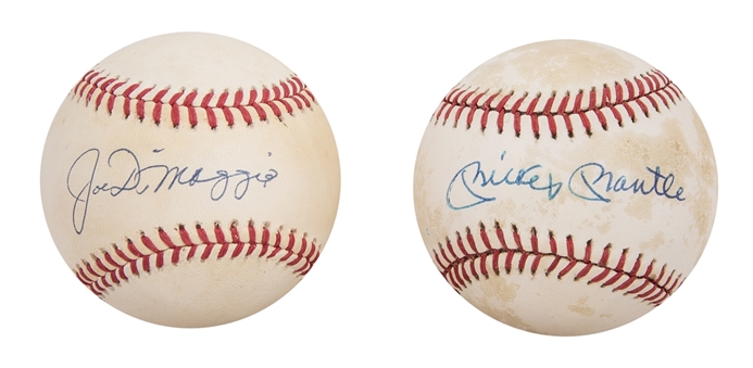Lot of (2) Mickey Mantle and Joe DiMaggio Single Signed Baseballs (PSA/DNA & Tristar)